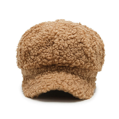 Women's Lamb Wool Baseball Cap Autumn and Winter Painter Cap-Women's Caps-Arimonz-Arimonz