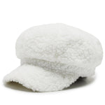 Women's Lamb Wool Baseball Cap Autumn and Winter Painter Cap-Women's Caps-Arimonz-White-Arimonz