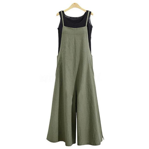 Women's Oversize Bib Trousers Wide Leg pants Overalls Jumpsuit Romper-Casual Jumpsuits & Rompers-Arimonz-green-S-Arimonz