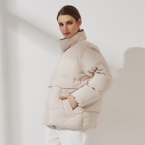 Womens Puffer Jacket Fashion Loose Patchwork Parka Solid Warm Outwear-Bomber Coats-Arimonz-Arimonz