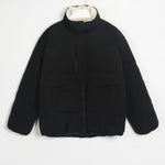 Womens Puffer Jacket Fashion Loose Patchwork Parka Solid Warm Outwear-Bomber Coats-Arimonz-Black-S-Arimonz