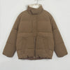 Womens Puffer Jacket Fashion Loose Patchwork Parka Solid Warm Outwear-Bomber Coats-Arimonz-khaki-S-Arimonz