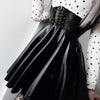 Women's Skirts Bandage Faux Leather Black Mini Pleated Skirts-Skirts-Arimonz-Arimonz