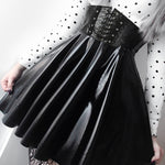 Women's Skirts Bandage Faux Leather Black Mini Pleated Skirts-Skirts-Arimonz-Arimonz