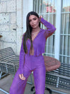 Women's Tracksuit Loose Long Sleeve Shirt Tops and Wide Leg Pants-Matching Sets-Arimonz-Arimonz
