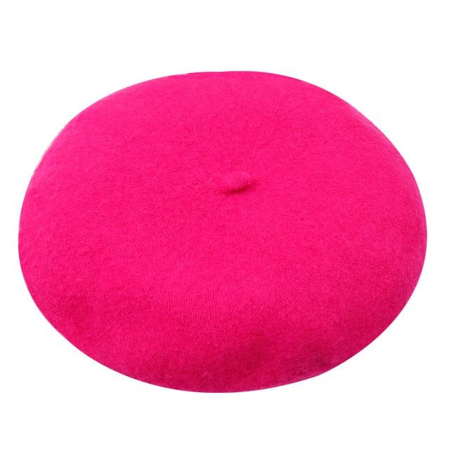 Wool French Lolita Beret For Women In 13 Colors-Hats-Arimonz-hot pink-Arimonz