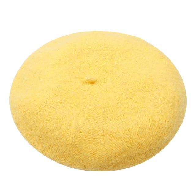 Wool French Lolita Beret For Women In 13 Colors-Hats-Arimonz-yellow-Arimonz