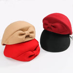 Wool Lucy Bow Beret For Women In 4 Colors-Hats-Arimonz-Arimonz