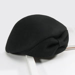 Wool Lucy Bow Beret For Women In 4 Colors-Hats-Arimonz-Black-Arimonz