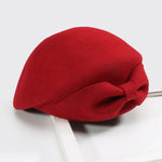 Wool Lucy Bow Beret For Women In 4 Colors-Hats-Arimonz-Burgundy-Arimonz