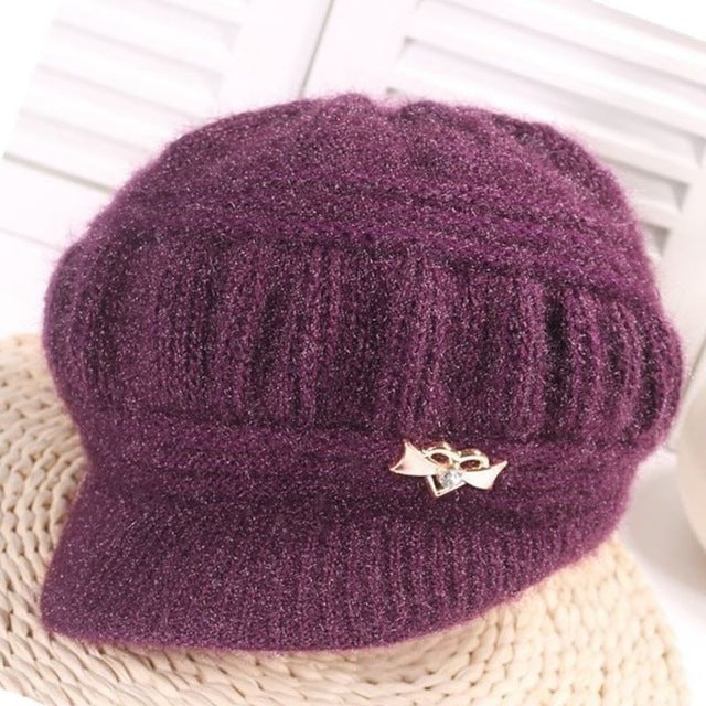 Wool Women's Fashion Hat Plush Knitted Wind Shield Ear Guard-Winter Hats-Arimonz-Purple-Arimonz