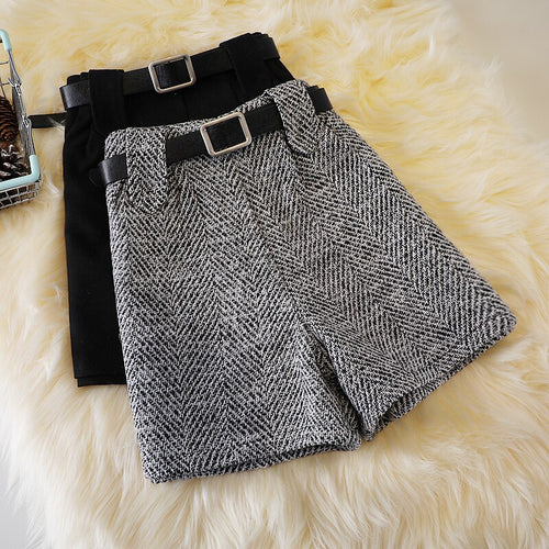 Woolen Shorts High Waist New Fashion Wide Leg Pants Trousers-Shorts-Arimonz-Arimonz