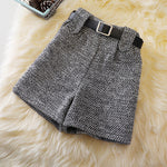 Woolen Shorts High Waist New Fashion Wide Leg Pants Trousers-Shorts-Arimonz-Arimonz