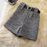 Woolen Shorts High Waist New Fashion Wide Leg Pants Trousers-Shorts-Arimonz-grey-S-Arimonz