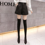 Woolen Shorts Women Solid Pattern High Waist Sequin Tweed Short Pants-Shorts-Arimonz-Arimonz