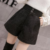 Woolen Shorts Women Solid Pattern High Waist Sequin Tweed Short Pants-Shorts-Arimonz-Arimonz