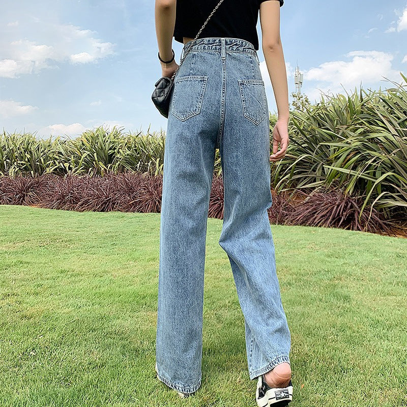 Y2k Baggy Wide Leg Jeans Woman Denim Pants Straight High Waist Trouser-Skinny Jeans-Arimonz-Arimonz