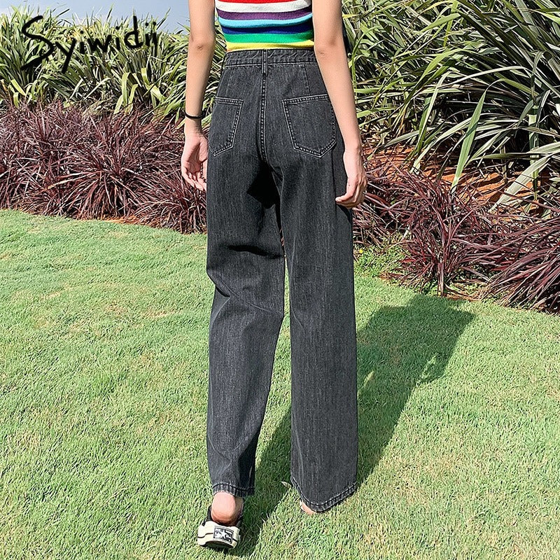 Y2k Baggy Wide Leg Jeans Woman Denim Pants Straight High Waist Trouser-Skinny Jeans-Arimonz-Arimonz