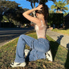 Y2K Jeans Retro Sashes Denim Pants Ruched Drawstring Cargo Pants-Straight Jeans-Arimonz-Arimonz