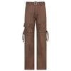 Y2K Jeans Retro Sashes Denim Pants Ruched Drawstring Cargo Pants-Straight Jeans-Arimonz-Brown-S-Arimonz