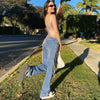 Y2K Jeans Retro Sashes Denim Pants Ruched Drawstring Cargo Pants-Straight Jeans-Arimonz-Arimonz
