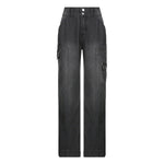 Y2k Jeans Wide Leg Pocket Patchwork Baggy Cargo Pants Oversize Denim-Straight Jeans-Arimonz-black-S-Arimonz