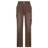 Y2k Jeans Wide Leg Pocket Patchwork Baggy Cargo Pants Oversize Denim-Straight Jeans-Arimonz-Brown-S-Arimonz