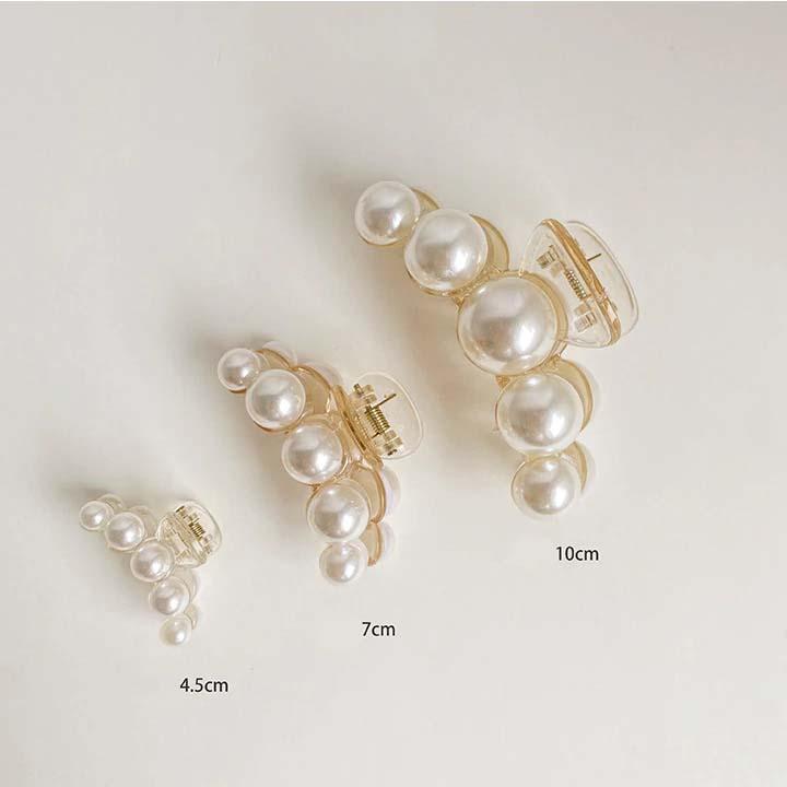 Zinc Alloy Big Pearls Hair Claw Clip For Women In Gold White-Hair Accessories-Arimonz-Arimonz