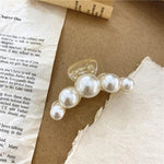 Zinc Alloy Big Pearls Hair Claw Clip For Women In Gold White-Hair Accessories-Arimonz-M-Arimonz