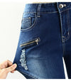 Zipper Mid High Waist Skinny Jean-Skinny Jeans-Arimonz-Arimonz