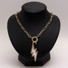 Zircon Lightning Moon Star Pendant Necklace Chunky Chain Necklace-Necklaces-Arimonz-Arimonz