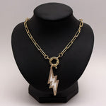 Zircon Lightning Moon Star Pendant Necklace Chunky Chain Necklace-Necklaces-Arimonz-Arimonz
