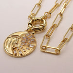Zircon Lightning Moon Star Pendant Necklace Chunky Chain Necklace-Necklaces-Arimonz-Full Moon Zircon-Arimonz