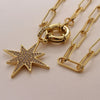 Zircon Lightning Moon Star Pendant Necklace Chunky Chain Necklace-Necklaces-Arimonz-Star-Arimonz