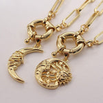 Zircon Moon Pendant Necklace Unique Design Chunky Chain Necklace-Necklaces-Arimonz-Arimonz