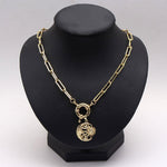 Zircon Moon Pendant Necklace Unique Design Chunky Chain Necklace-Necklaces-Arimonz-Gold Full Moon-Arimonz