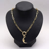Zircon Moon Pendant Necklace Unique Design Chunky Chain Necklace-Necklaces-Arimonz-Gold Half Moon-Arimonz
